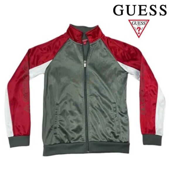 NWOT Guess grey, red, and white zip-up jacket big boys size 16